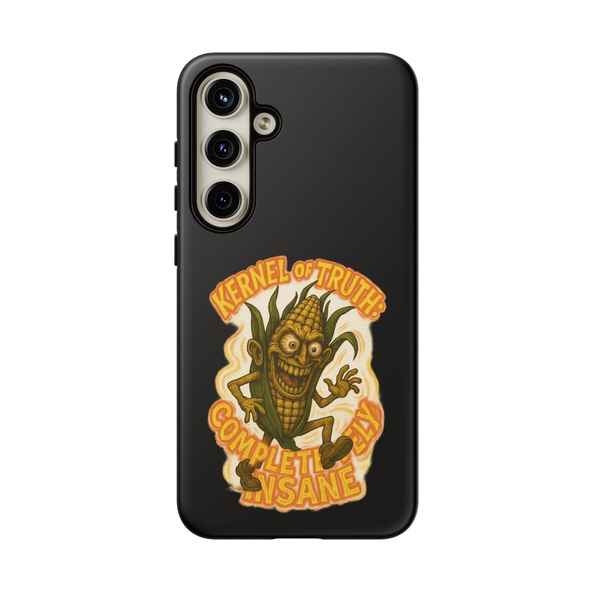 Corny Horror Phone Case - “Kernel of Truth, Completely Insane” Retro Corn Monster