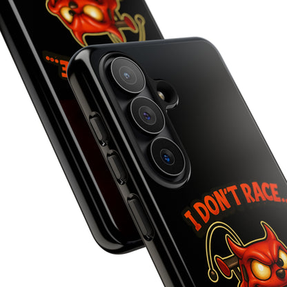 I Don't Race I Chase Phone Case — Cartoon Demon Hot Rod Design