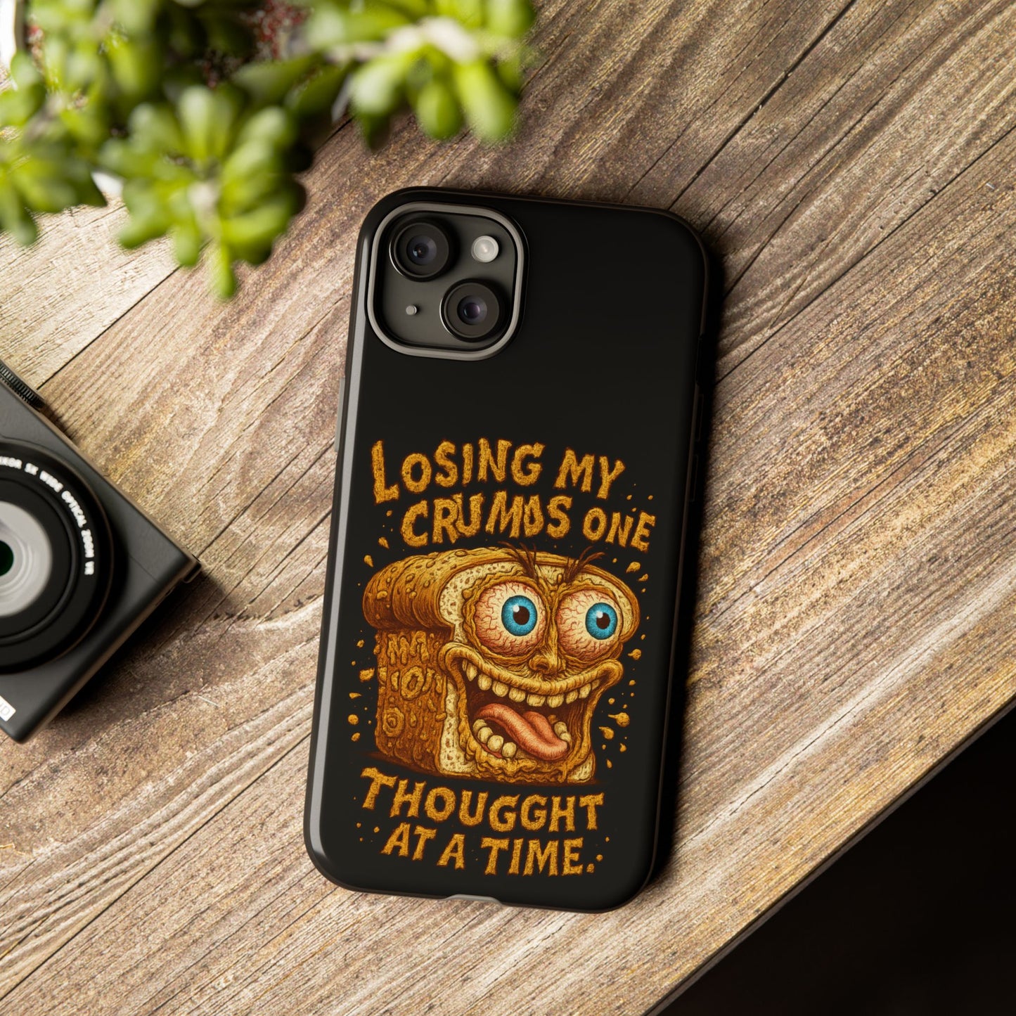 Phone Case — "Losing My Crumbs One Thought at a Time" Funny Retro Bread Illustration