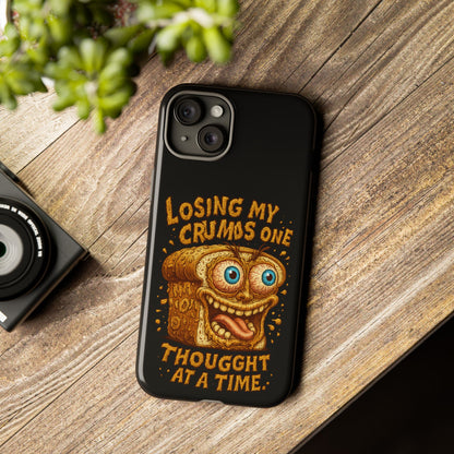 Phone Case — "Losing My Crumbs One Thought at a Time" Funny Retro Bread Illustration
