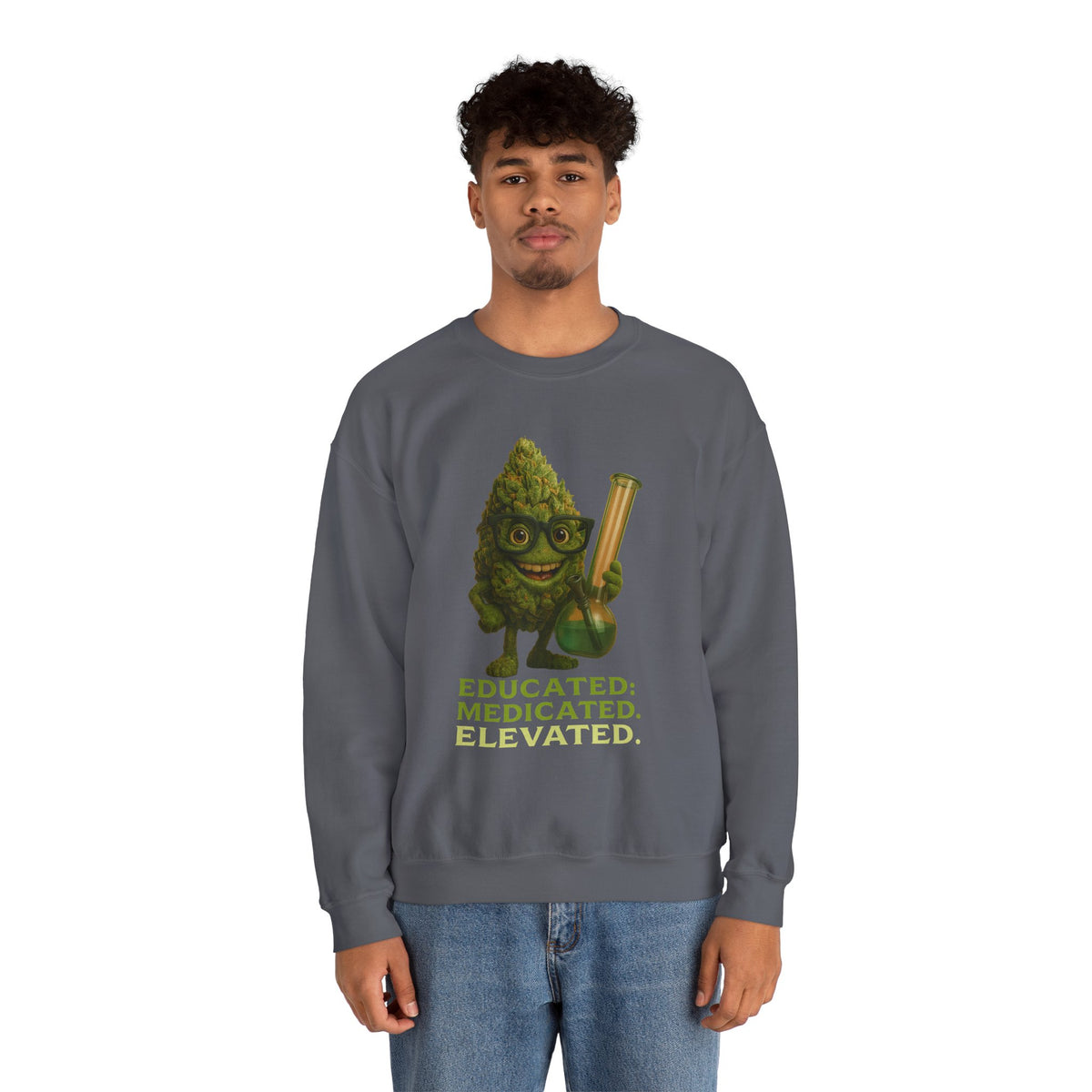 Educated. Medicated. Elevated. Crewneck Sweatshirt – Bud Edition