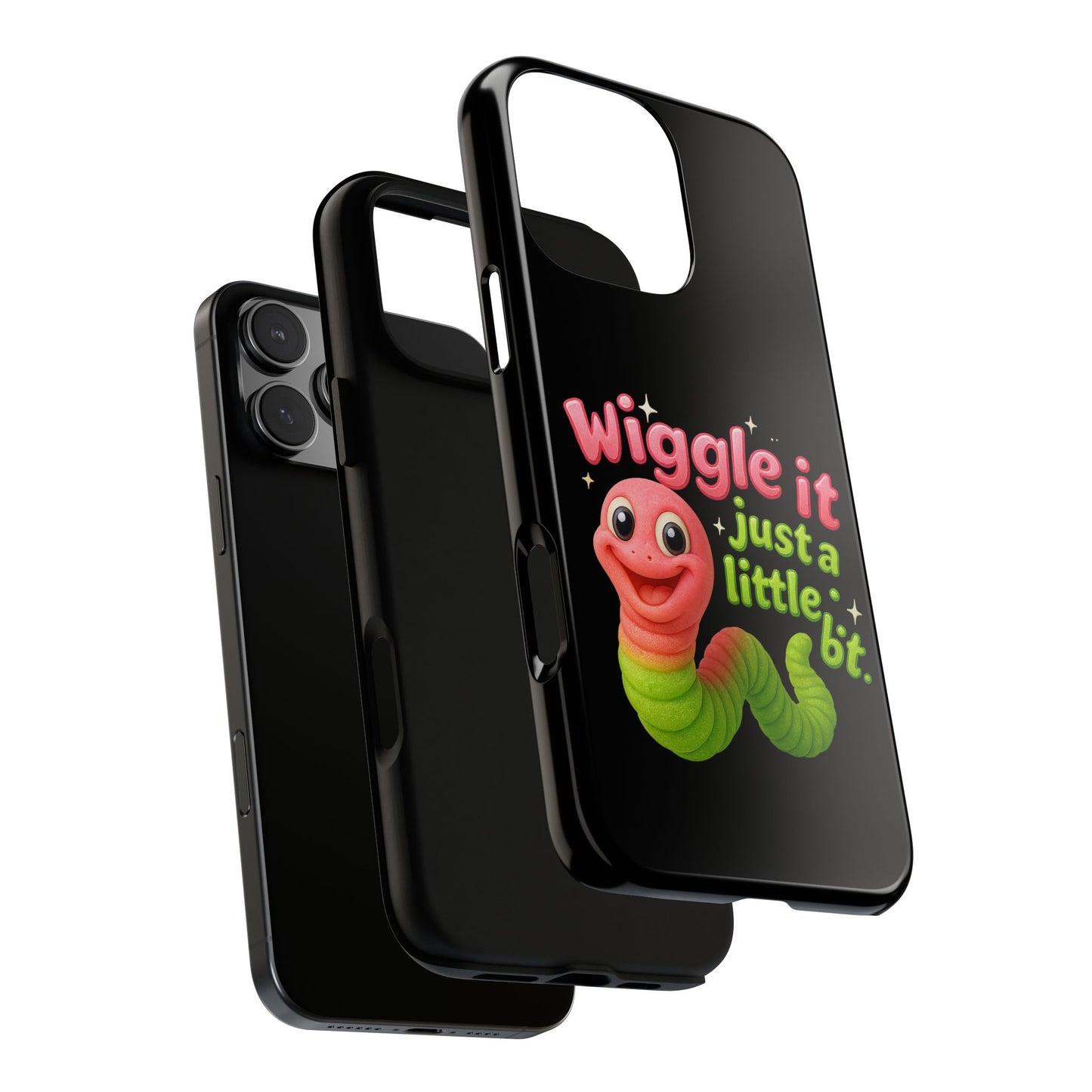 Wiggle It Worm Phone Case — Cute Pink & Green Cartoon iPhone Cover