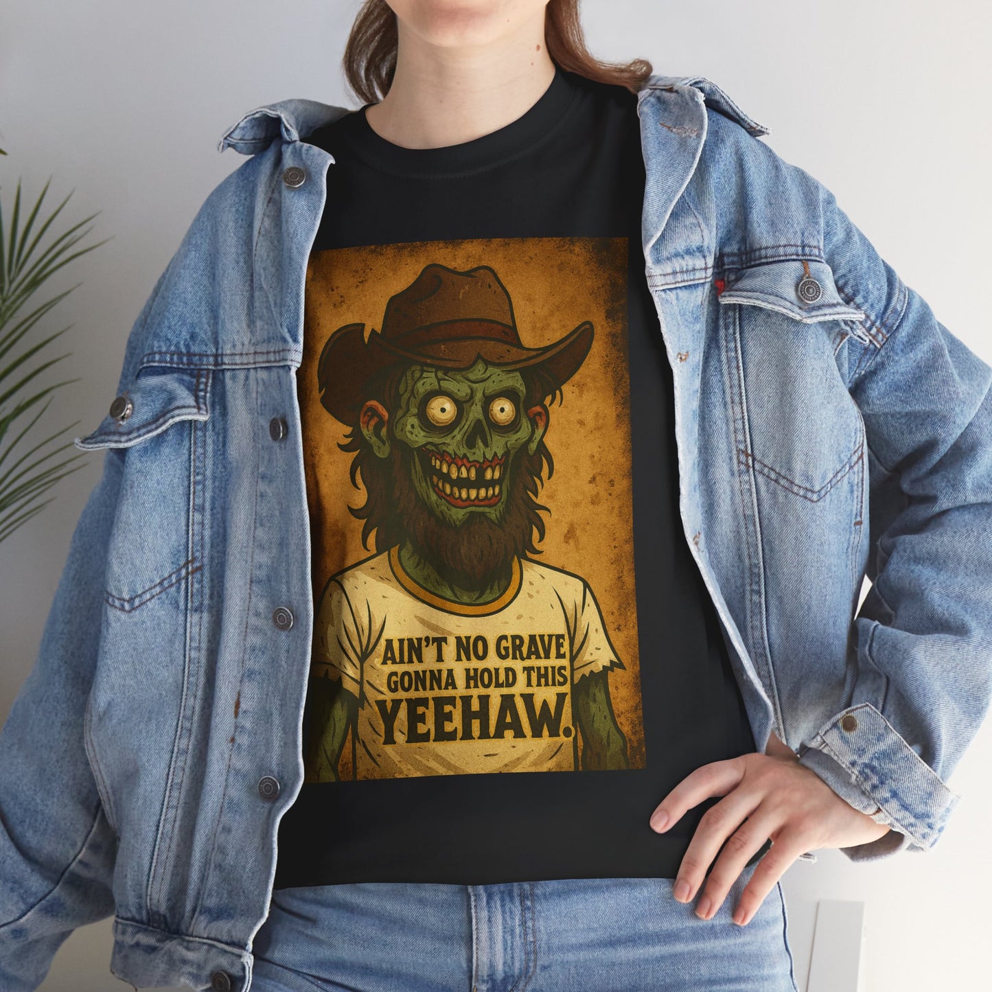 Zombie Cowboy 'Ain't No Grave Gonna Hold This Yeehaw' T-Shirt | Horror Western