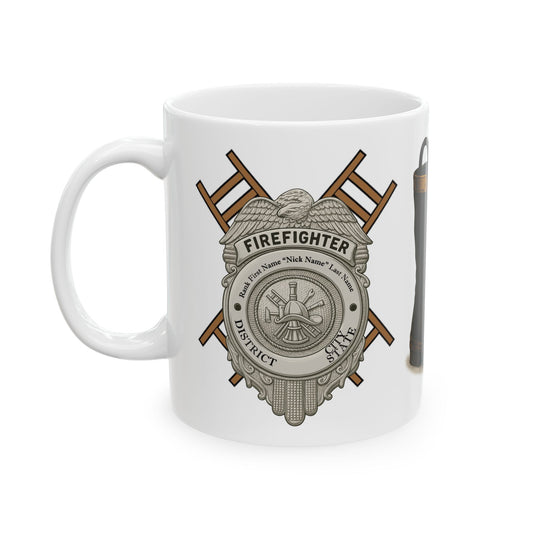 Courage Under Fire – Strength in the Smoke Firefighter Mug