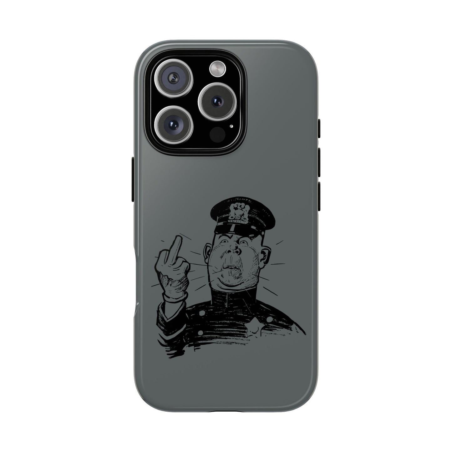 Vintage Cop Middle Finger Phone Case — Edgy Retro iPhone Protective Cover