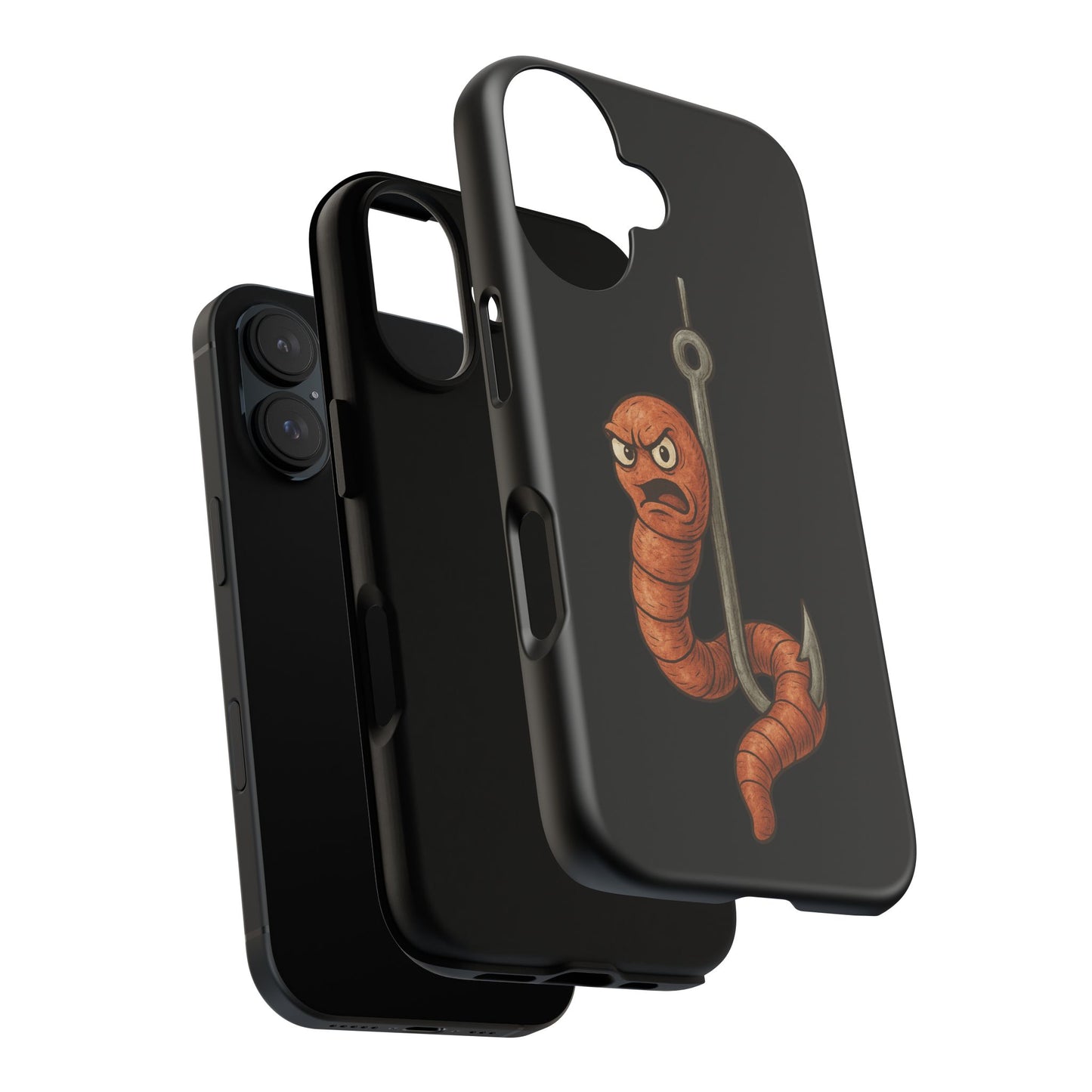 Angry Worm on Hook Phone Case – Funny Fishing Humor Protective Cover