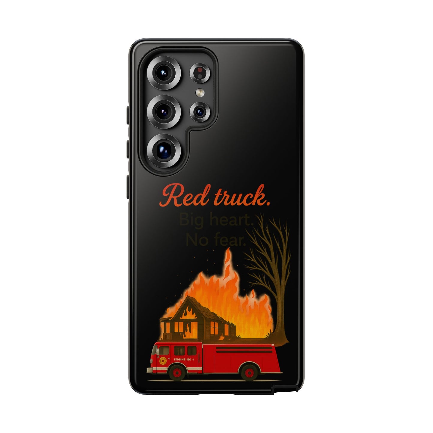 Phone Case — 'Red truck' Fire Truck Design, Vintage Firefighter Gift