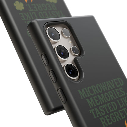 Microwaved Memories Phone Case — 'Microwaved Memories. Tasted Like Regret.' Retro Fire Design
