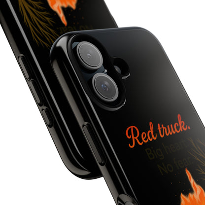 Phone Case — 'Red truck' Fire Truck Design, Vintage Firefighter Gift