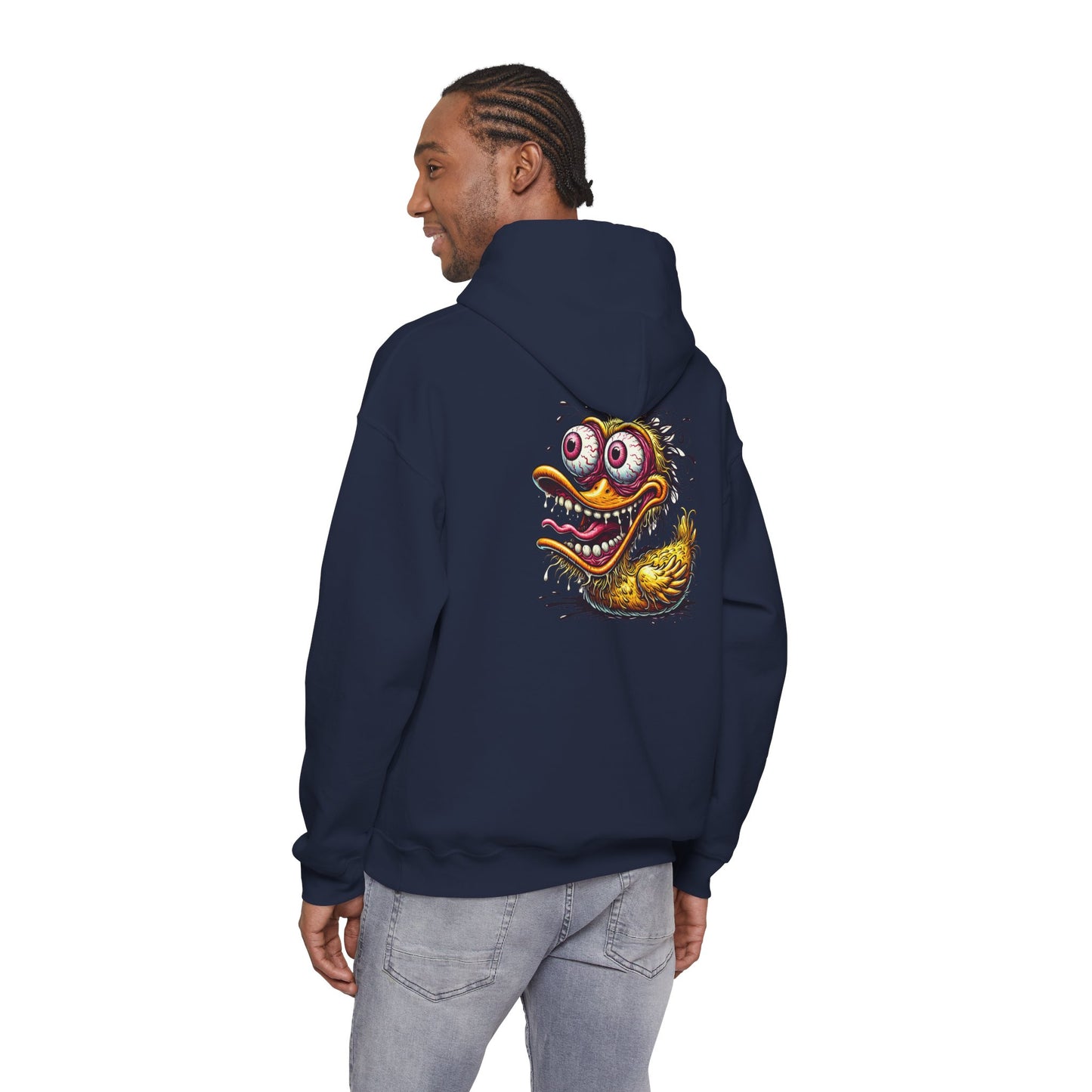 Duck Monster Hoodie — Retro Creepy Cartoon Graphic Pullover