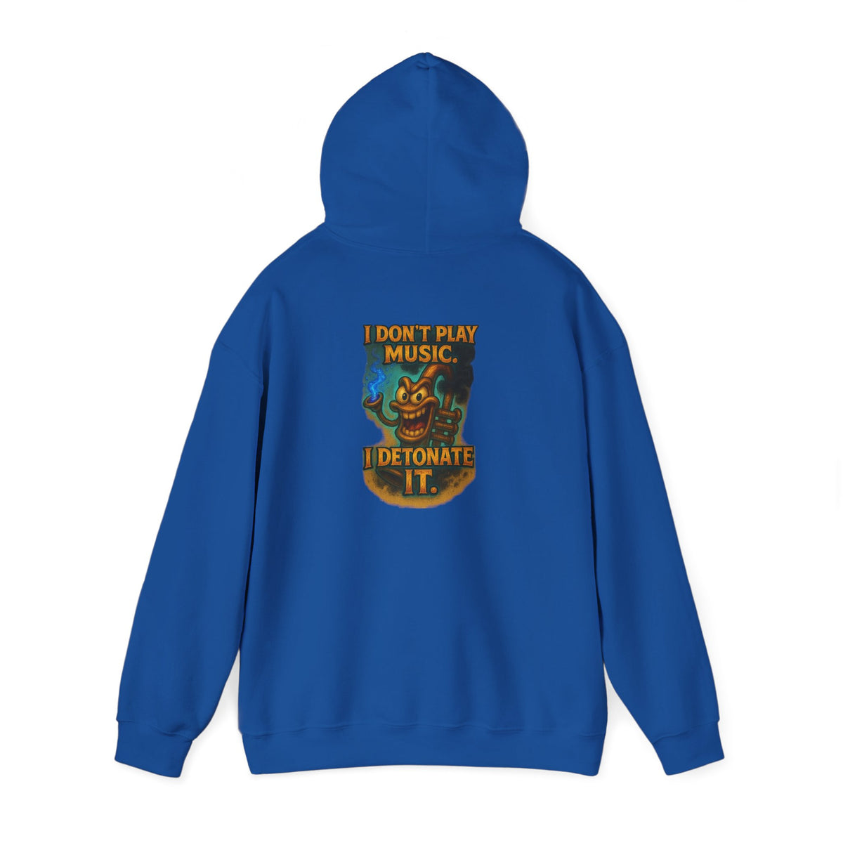 Detonate the Music Hoodie — Retro Guitar Skull Rock Band Pullover