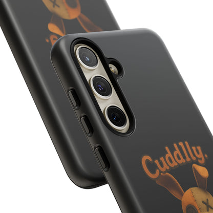 Phone Case — "Cuddly. Cracked. Kinda Dangerous." Cute Creepy Bunny Protective Case