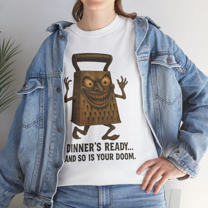Dinner’s Ready… And So Is Your Doom – Evil Cheese Grater Horror T-Shirt