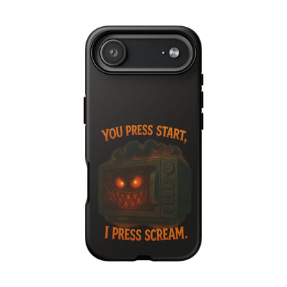 Phone Case — "You Press Start, I Press Scream" Spooky Retro Game Controller Design