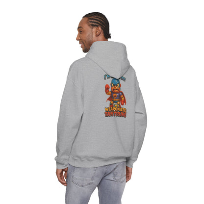 Weaponized Tantrum Hoodie — Funny Superhero Cat Graphic Sweatshirt
