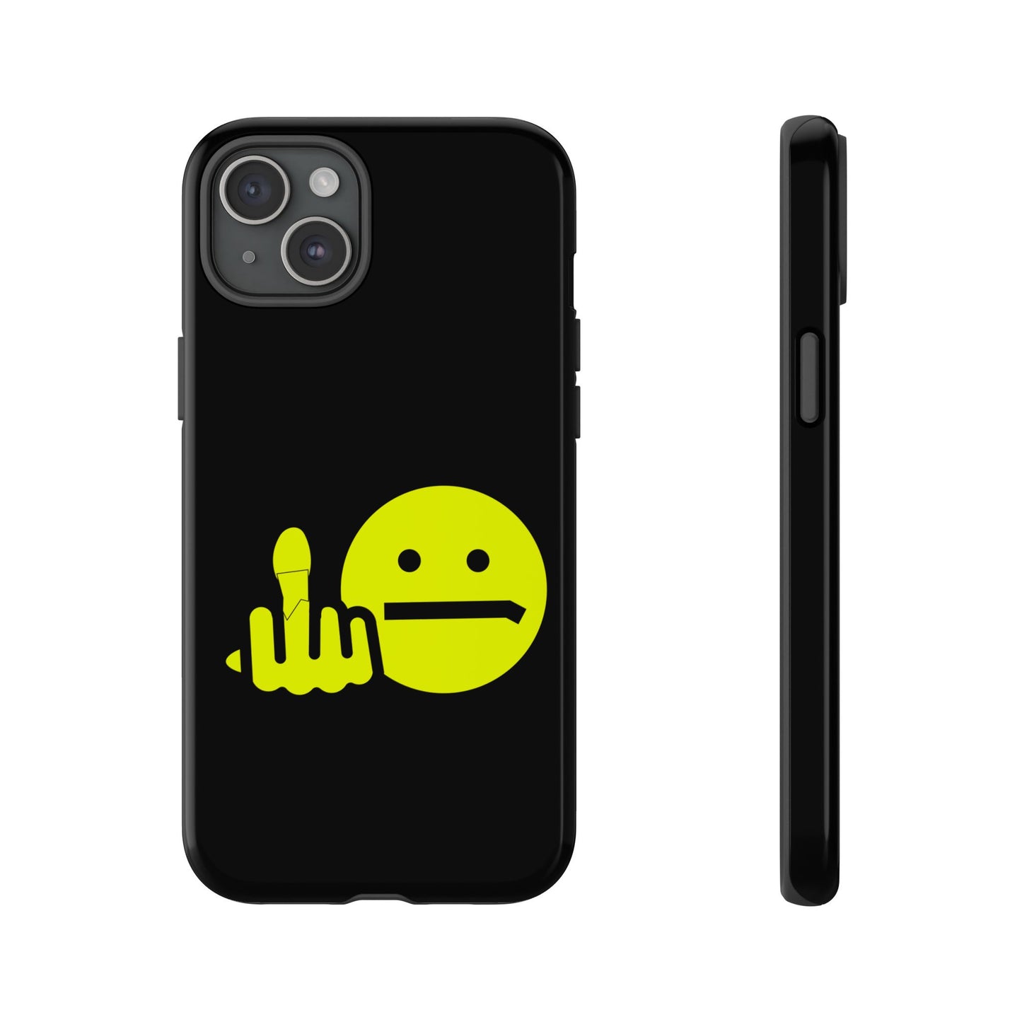 Phone Case — Neon Middle Finger Emoji Graphic