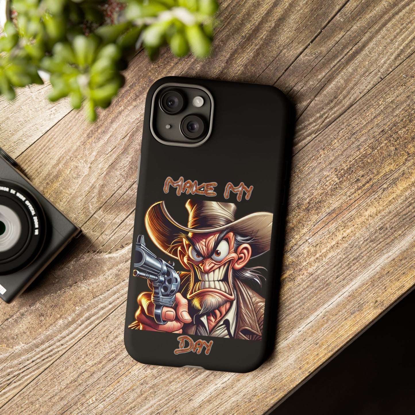 Phone Case - 'Make My Day' Cowboy Revolver Graphic Protective Case