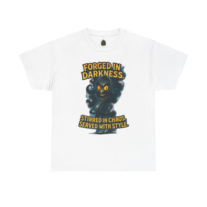 Forged in Darkness cat spirit T-Shirt | Stirred in Chaos illustrated tee