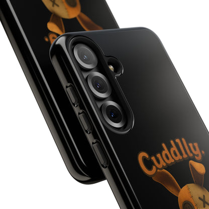 Phone Case — "Cuddly. Cracked. Kinda Dangerous." Cute Creepy Bunny Protective Case