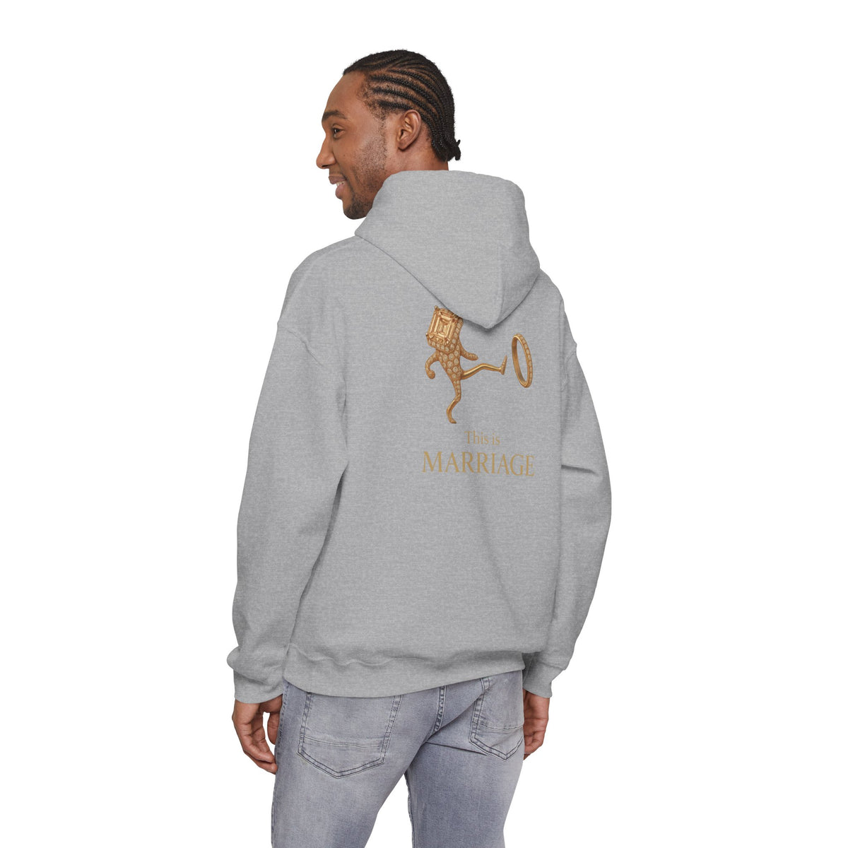 Marriage Key Graphic Hoodie — "This Is Marriage" Gold Lion Design