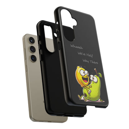 Phone Case - Playful Pear & Lemon Illustration with “Whooah We're Half Way There”