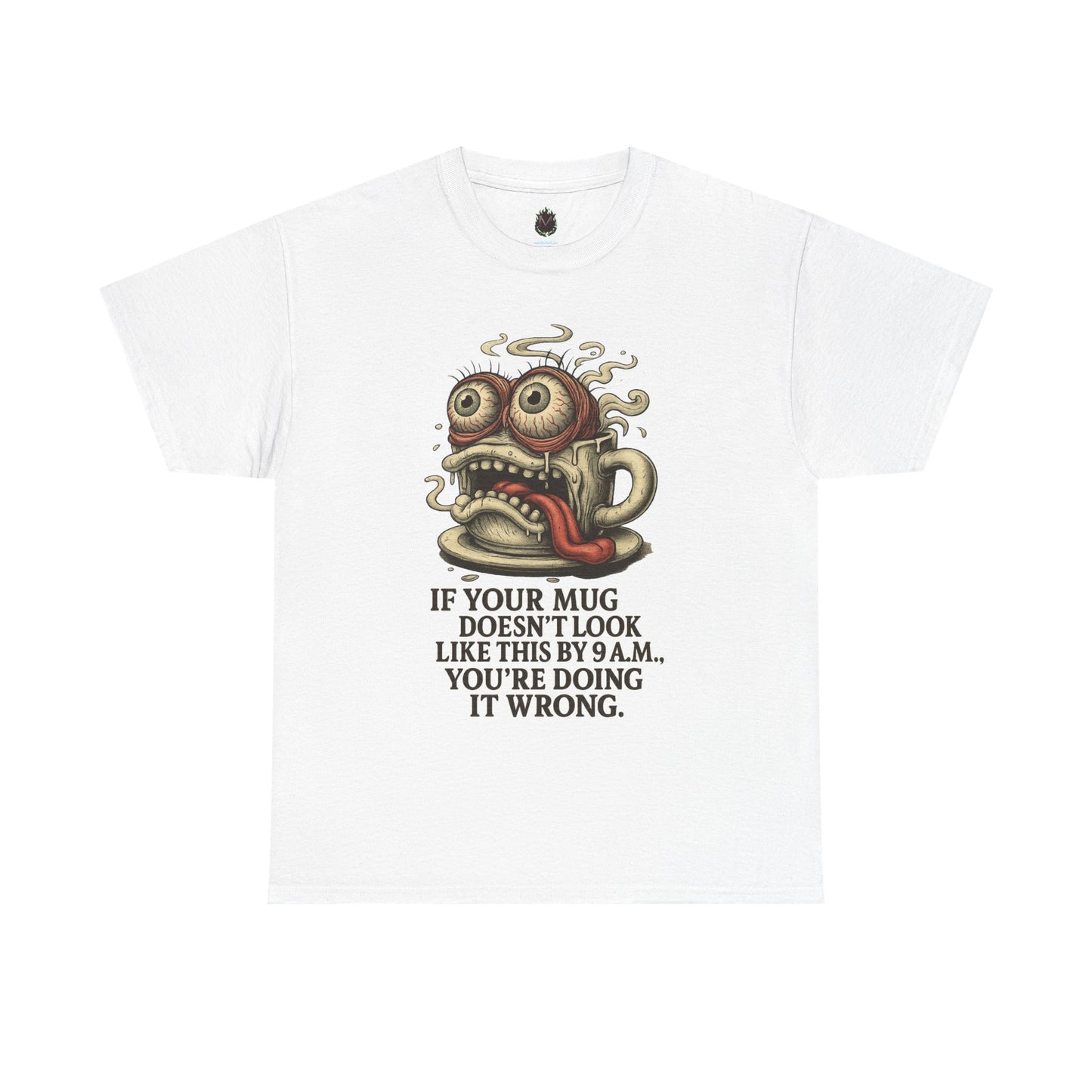 9AM Mug Meltdown – Screaming Coffee Zombie Cup Tee