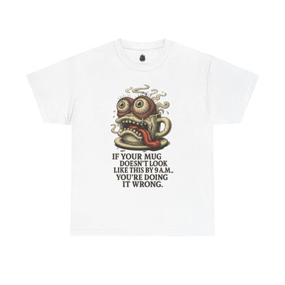 9AM Mug Meltdown – Screaming Coffee Zombie Cup Tee