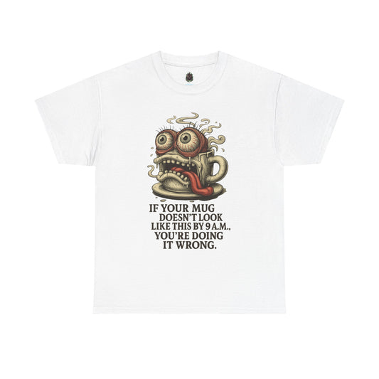 9AM Mug Meltdown – Screaming Coffee Zombie Cup Tee