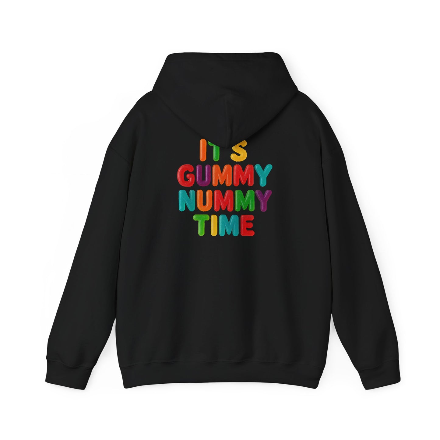Gummy Nummy Time Hoodie — Colorful Retro Candy Phrase Pullover