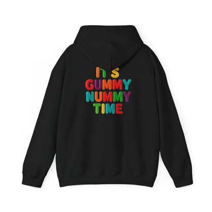 Gummy Nummy Time Hoodie — Colorful Retro Candy Phrase Pullover