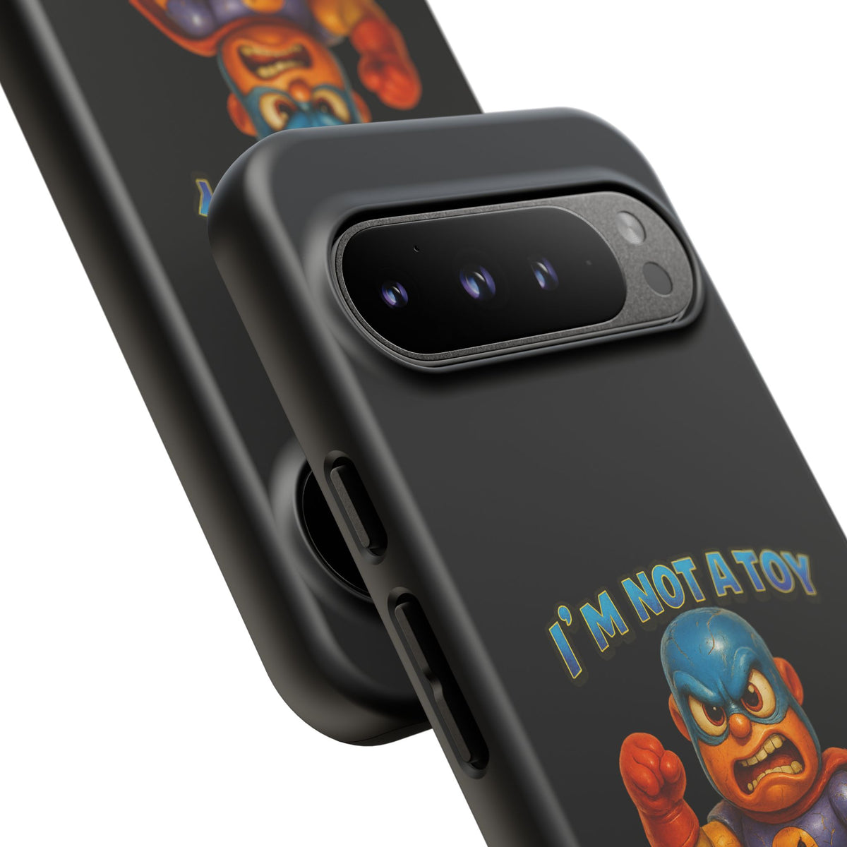 Phone Case — "I'm Not a Toy, I'm a Weaponized Tantrum" Cartoon Superhero Design