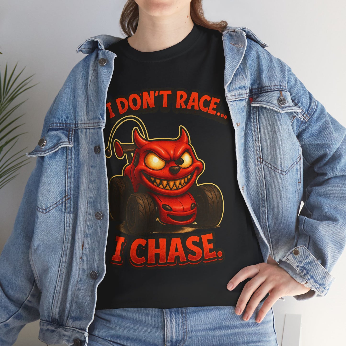 I Don't Race I Chase T-Shirt | Devil Car Cartoon Tee