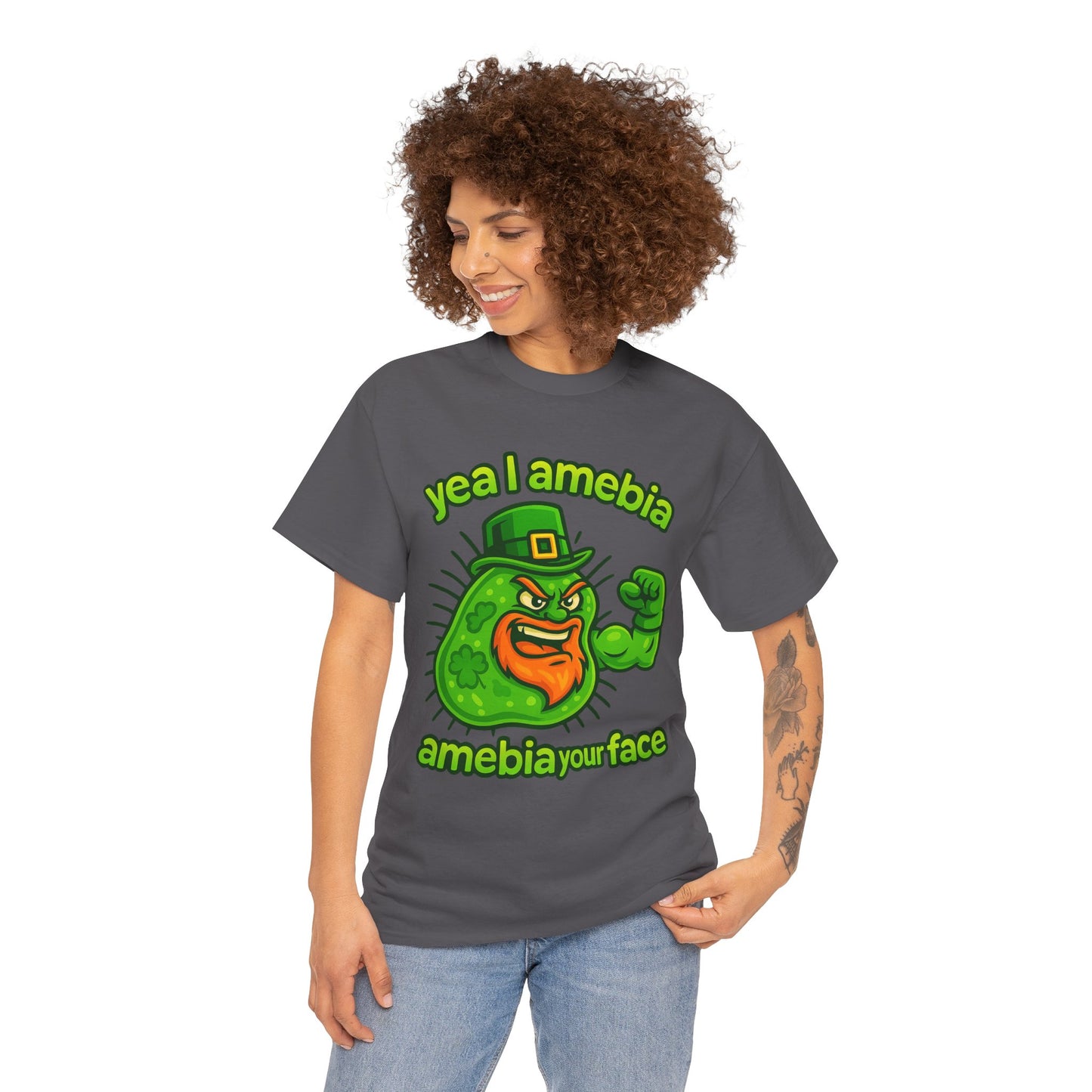 Amebia Your Face St. Patrick's Day T-Shirt — Funny Leprechaun Germ Graphic Tee