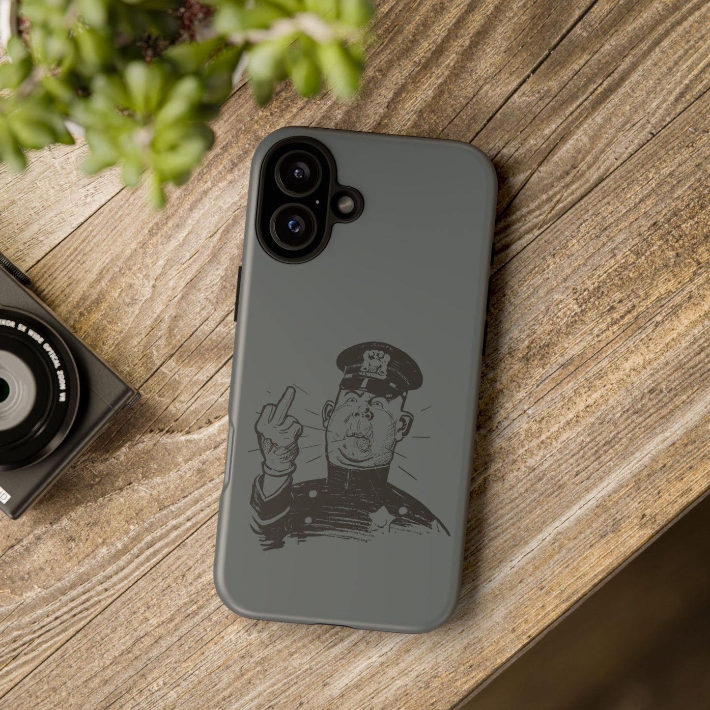 Vintage Cop Middle Finger Phone Case — Edgy Retro iPhone Protective Cover