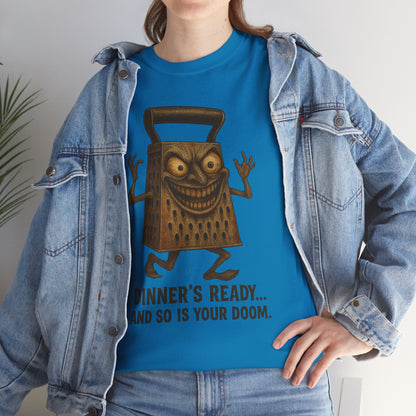 Dinner’s Ready… And So Is Your Doom – Evil Cheese Grater Horror T-Shirt