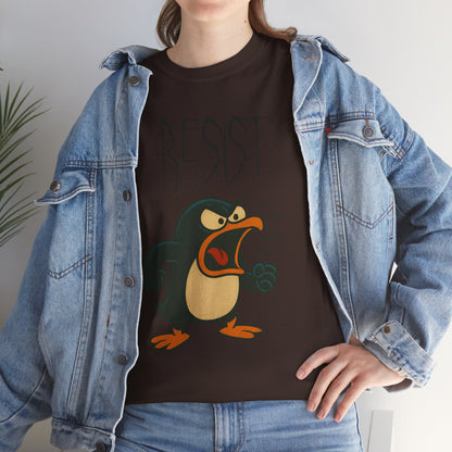 Resist Penguin Unisex Heavy Cotton Tee | Protest Shirt, Gift for Activists,