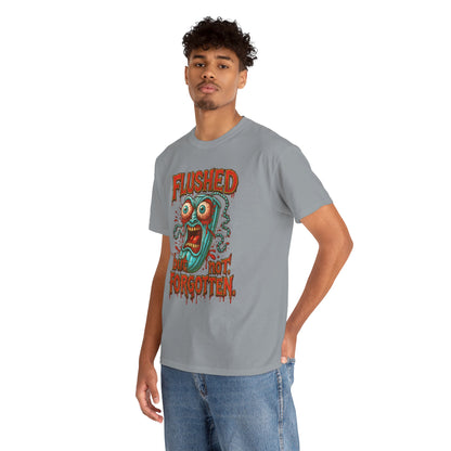 Flushed But Not Forgotten – Blood Red Letter Horror Tee