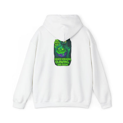 Glowing Green Monster Hoodie - "Causes Screaming, Glowing, and Doom" Graphic Pullover