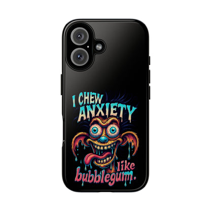 Phone Case — "I Chew Anxiety Like Bubblegum" Retro Monster Design