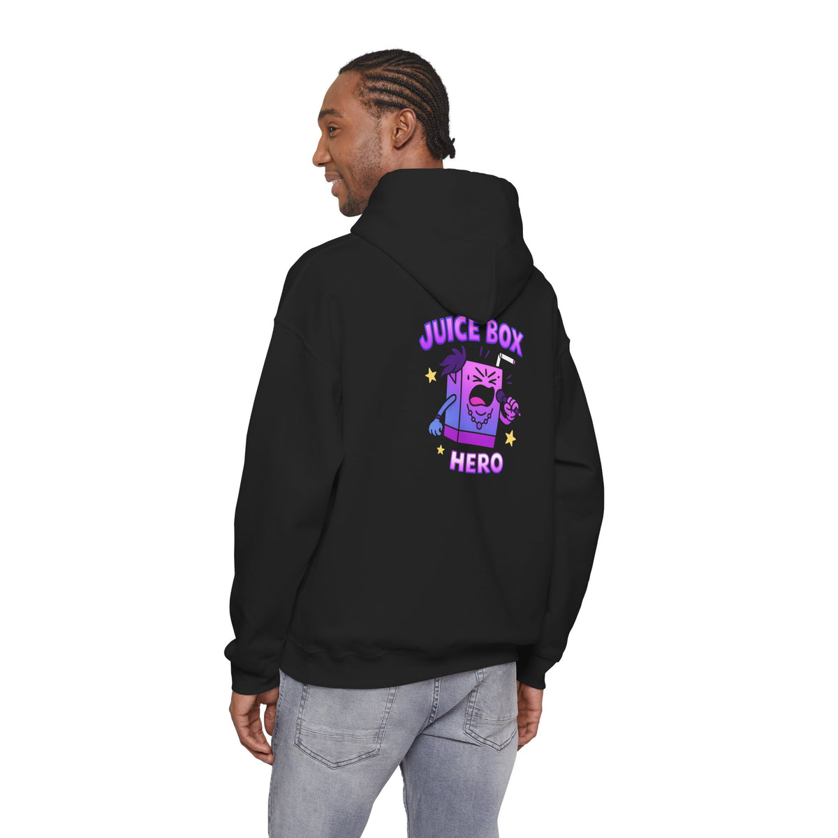 Juice Box Hero Hoodie — Playful Cartoon Juice Box Graphic Sweatshirt