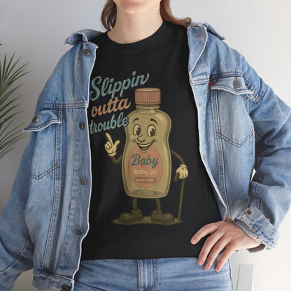 Slippin' Outta Trouble – Vintage Baby Oil Cartoon Tee