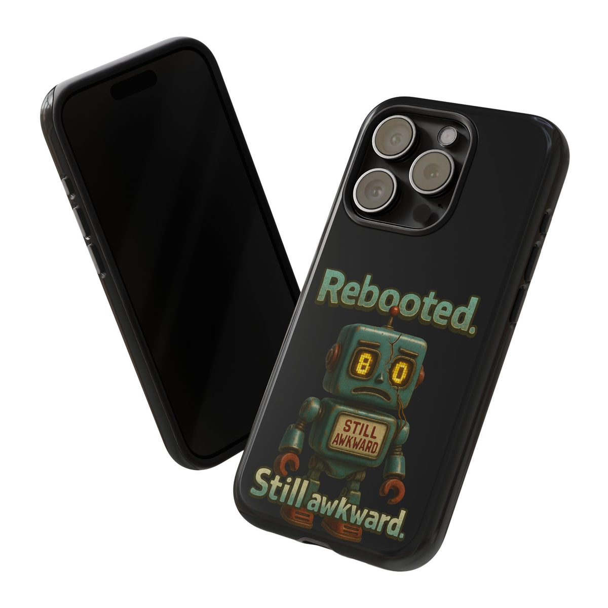 Phone Case — 'Rebooted. Still Awkward.' Retro Robot Protective Cover