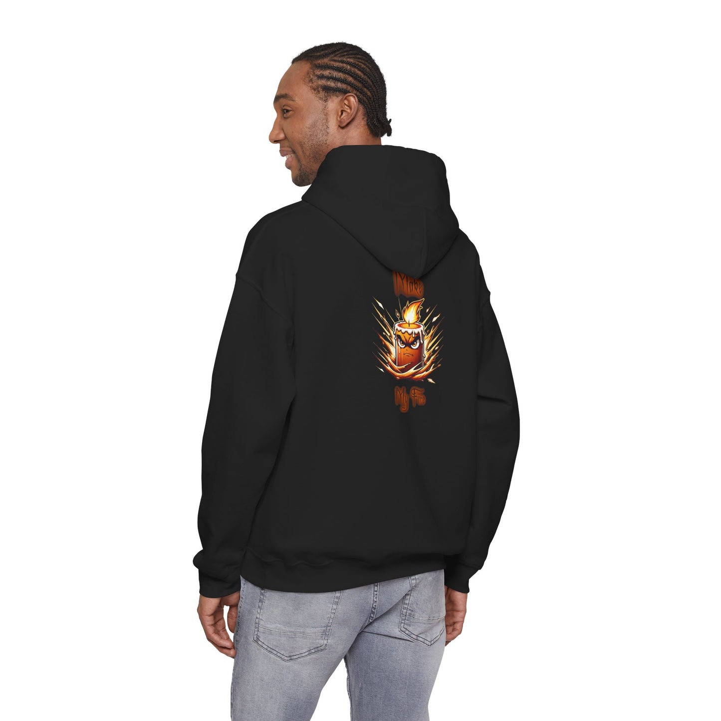 Candle Flame Hoodie — 'Make My Fire' Cozy Graphic Hooded Sweatshirt