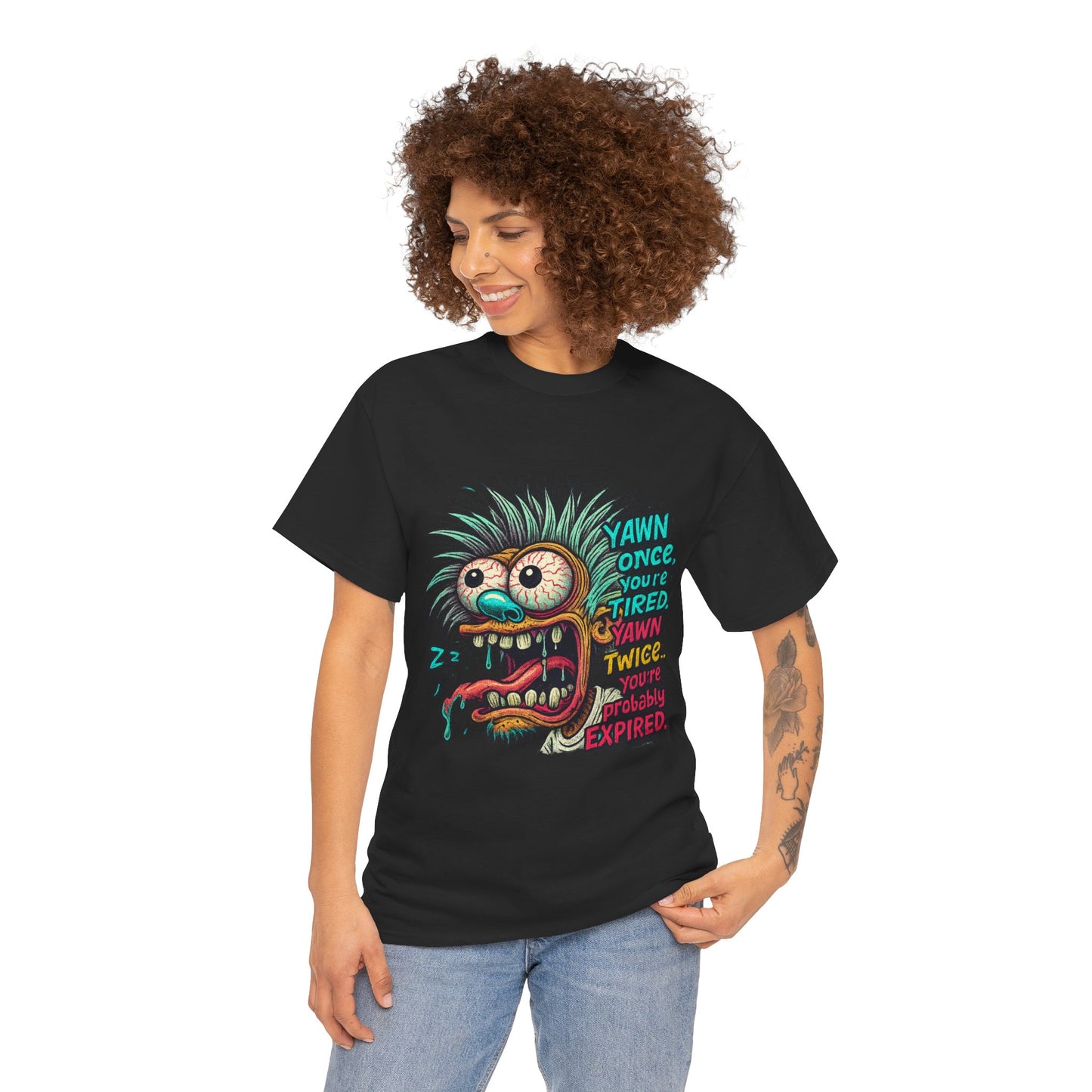 Grotesque Yawning Monster T-Shirt | Cartoon Creepy Illustration