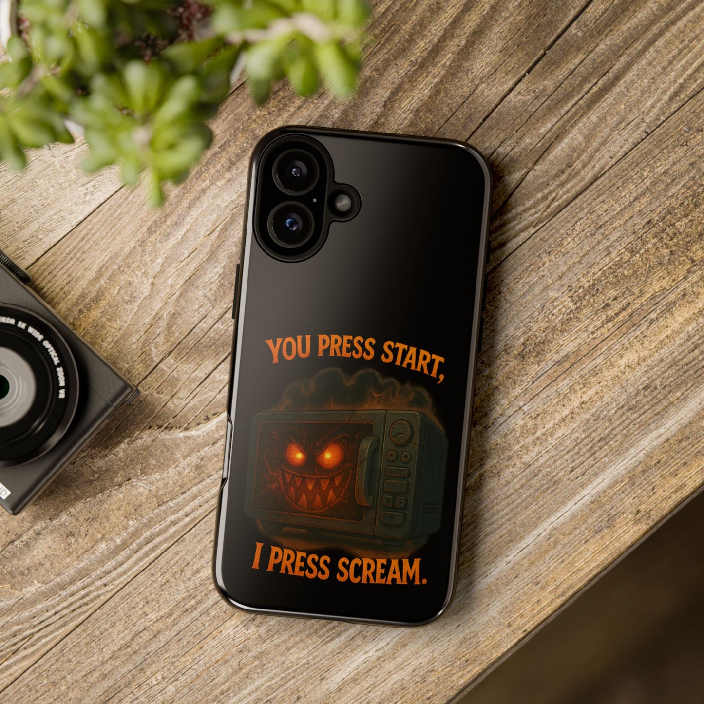 Phone Case — "You Press Start, I Press Scream" Spooky Retro Game Controller Design