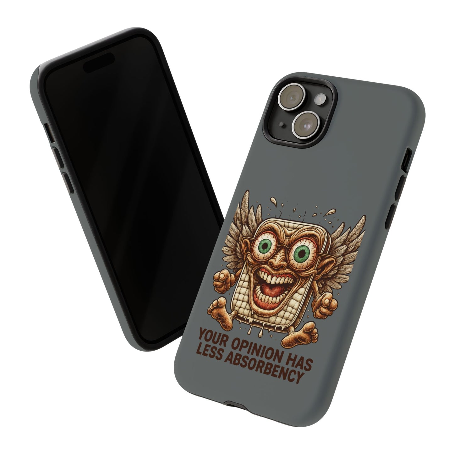 Phone Case — Funny Vintage Winged Toaster Design (“Your Opinion Has Less Absorbency”)