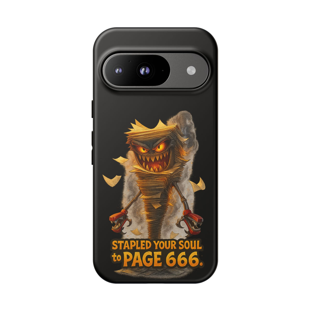 Phone Case — Halloween Mummy Creature “Stapled Your Soul to Page 666” Horror Design
