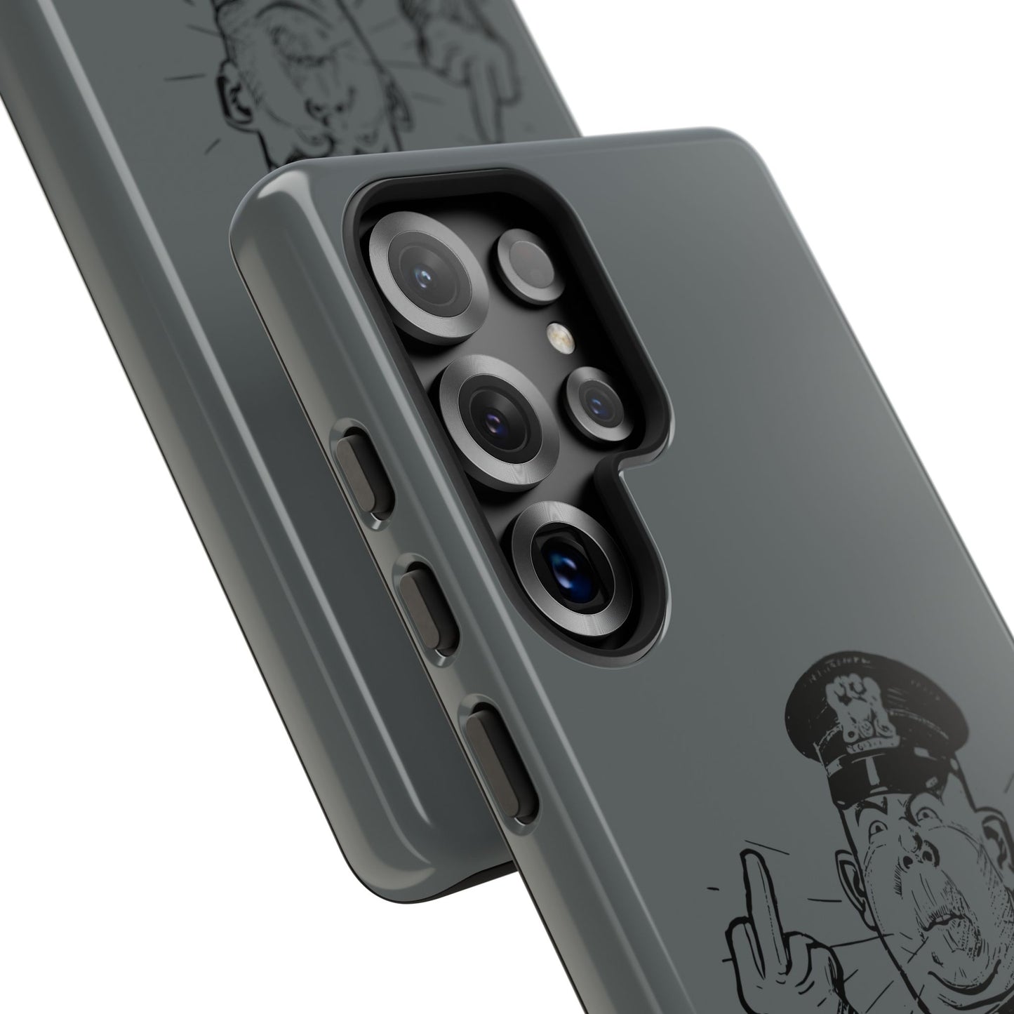 Vintage Cop Middle Finger Phone Case — Edgy Retro iPhone Protective Cover