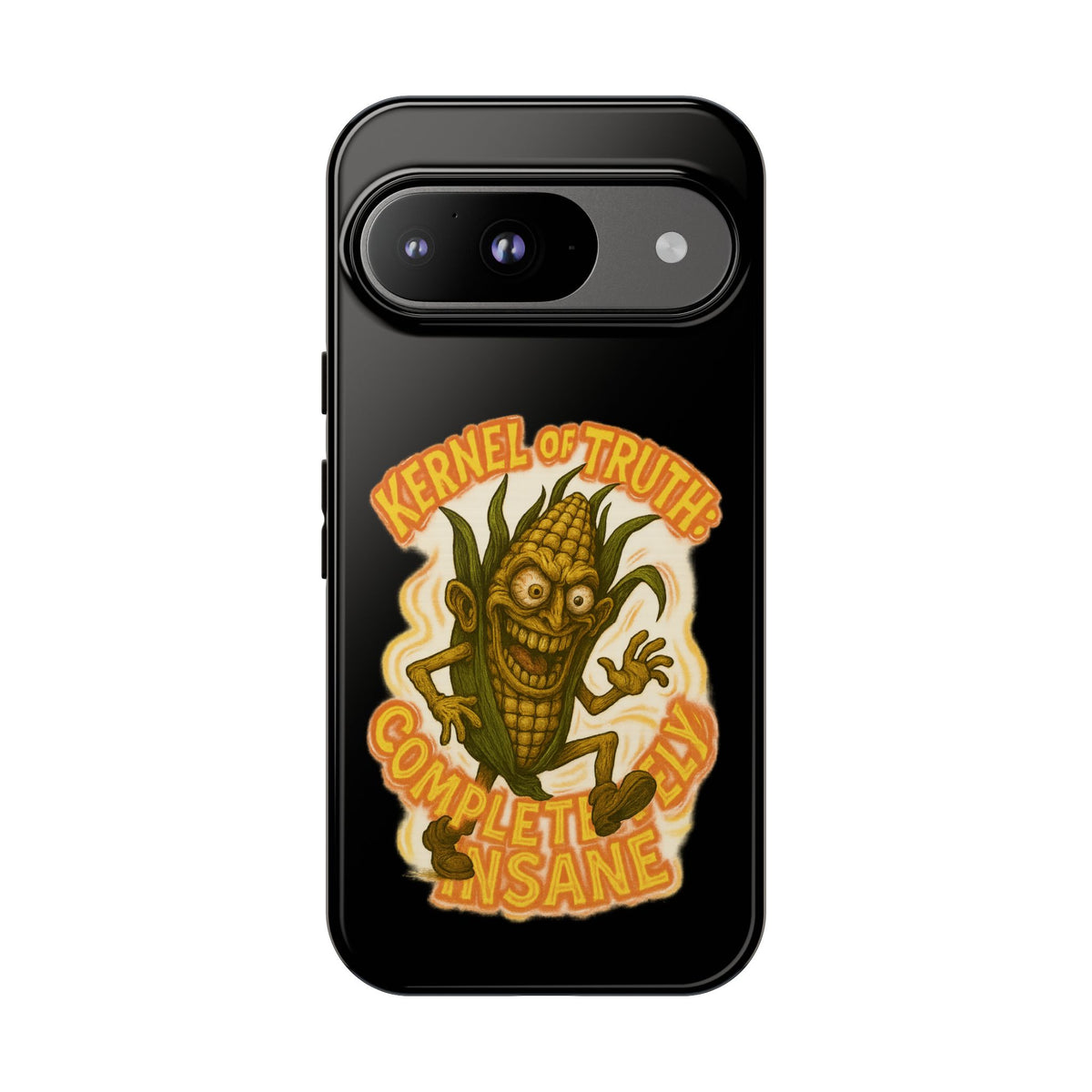 Corny Horror Phone Case - “Kernel of Truth, Completely Insane” Retro Corn Monster