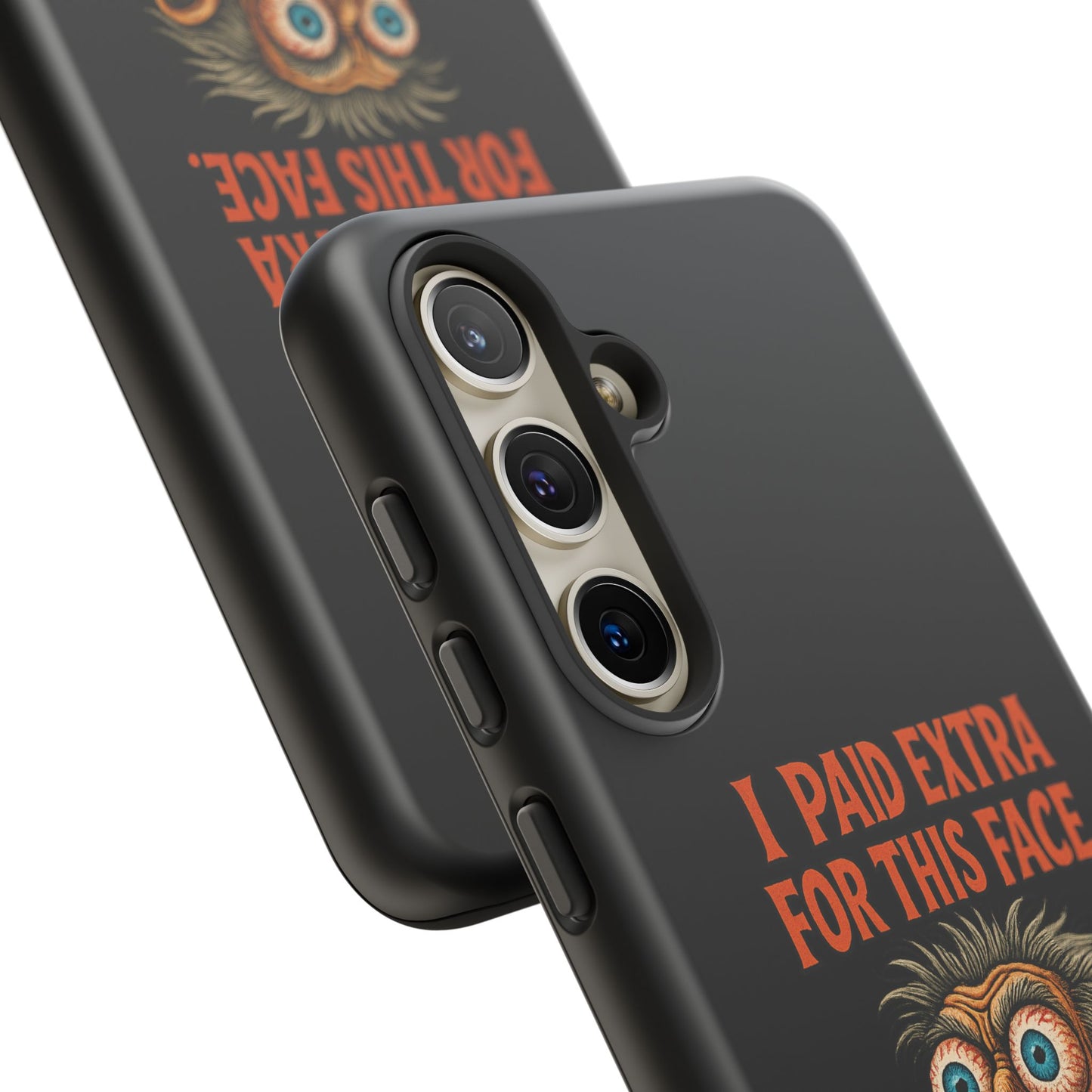 Funny ‘I Paid Extra For This Face’ Phone Case — Retro Horror Cartoon Design